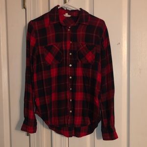 Red and Black Plaid Flannel Shirt